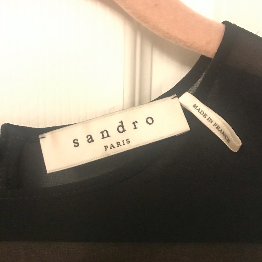 Black Sandro dressy peplum tank with sheer décolletage - Picture 8 of 10
